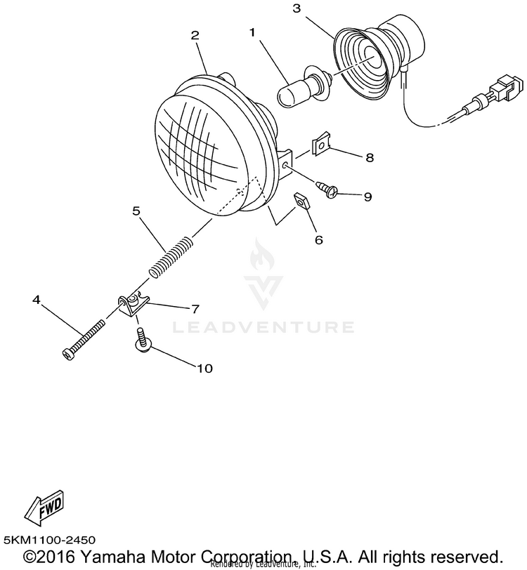 Headlight GRIZZLY 660 - YFM660FP - 2002 Schematic