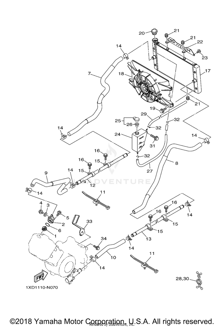 Radiator Hose VIKING EPS - YXM70VPAJS - 2018 Schematic