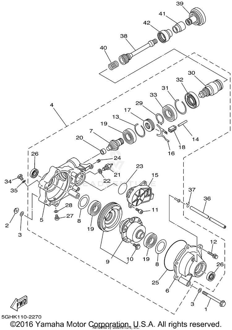 Front Differential KODIAK 4WD - YFM400FAP - 2002 Schematic