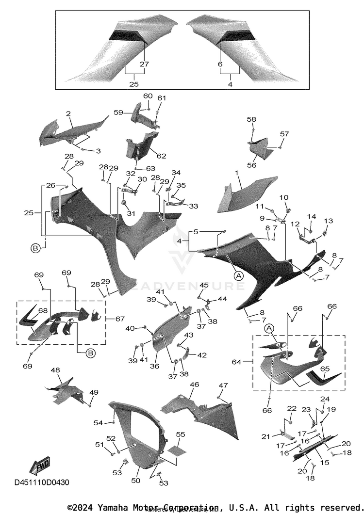Cowling 2 YZFR1 - YZFR1S1CB - 2025 Schematic