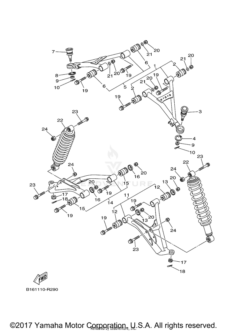 Front Suspension Wheel KODIAK 700 4WD HUNTER - YFM70KDHJH - 2018 Schematic