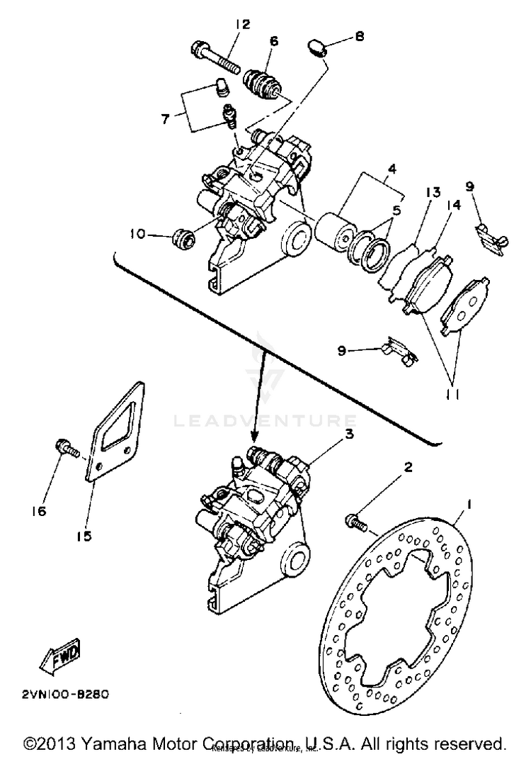 Rear Brake Caliper Schematic