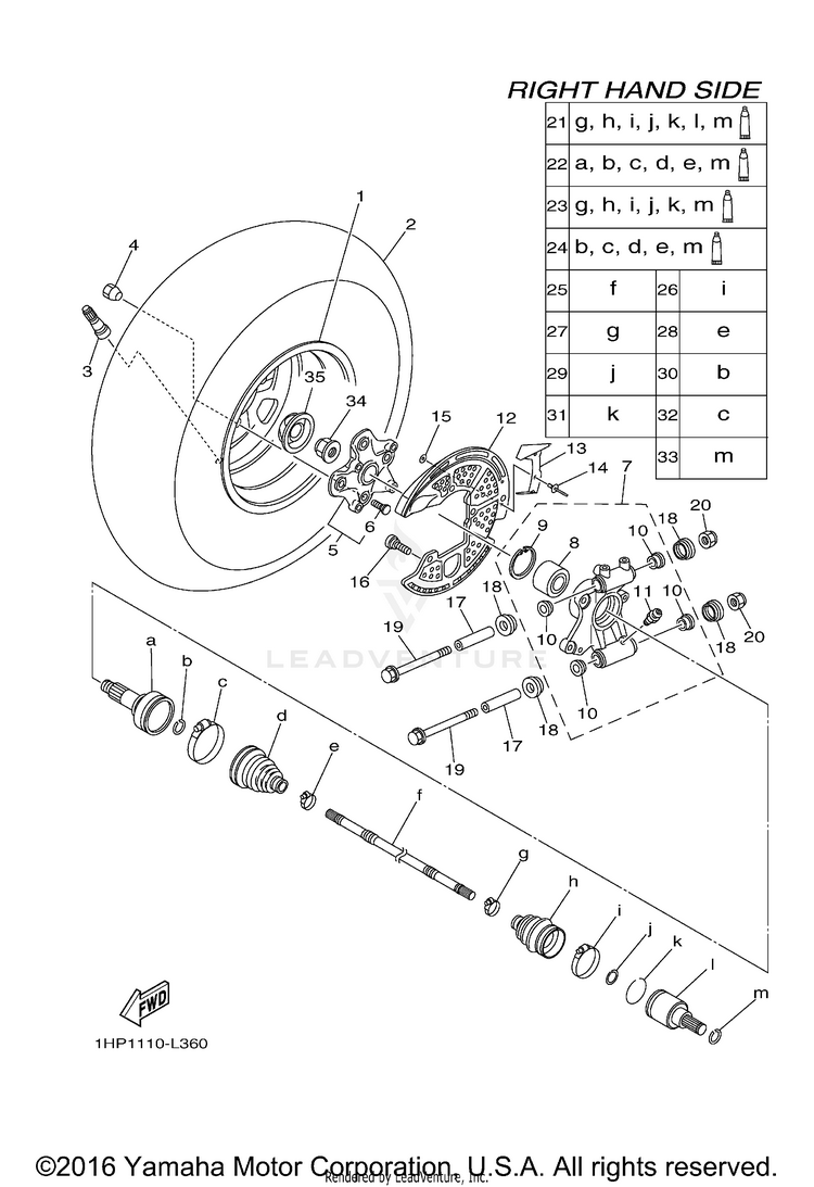 Rear Wheel 2 GRIZZLY 700 EPS 4WD - YFM7FGPBGR - 2012 Schematic