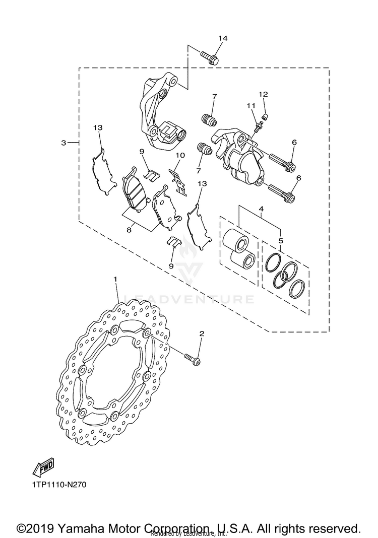 Front Brake Caliper Schematic