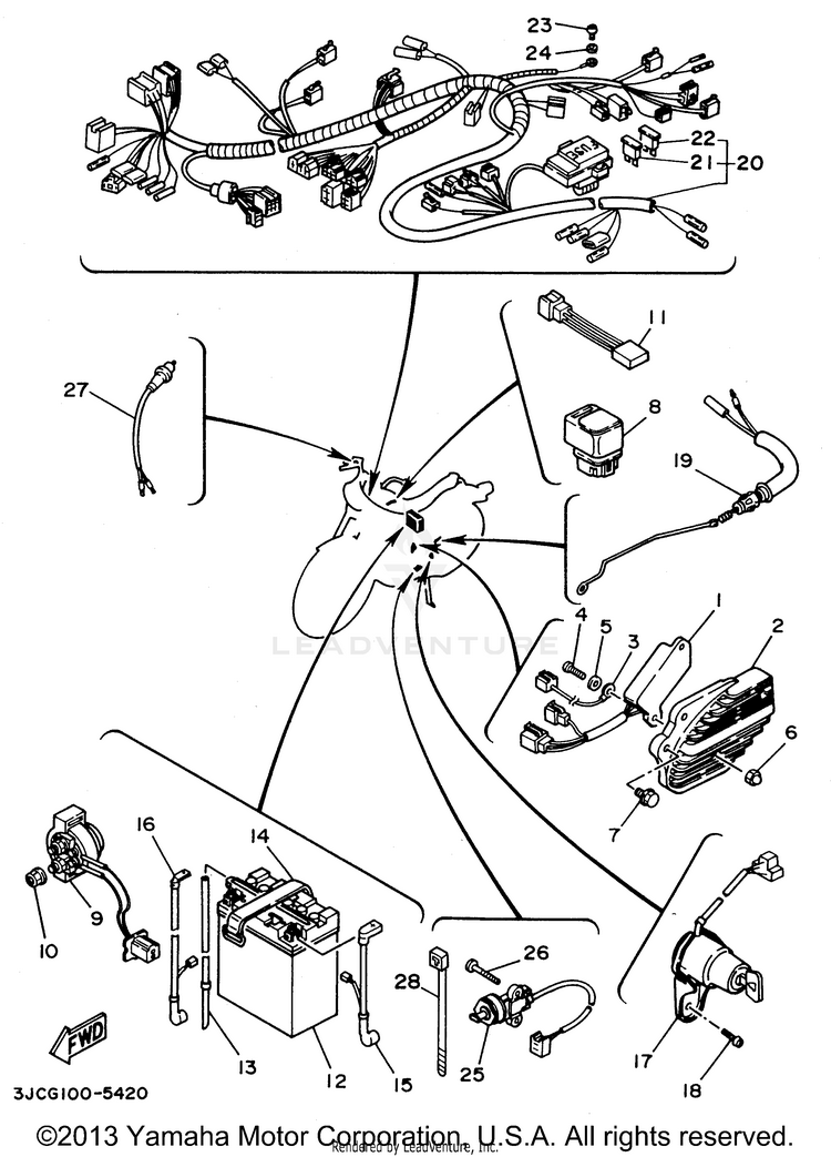 Electrical 1 VIRAGO 535 - XV535HC - 1996 Schematic