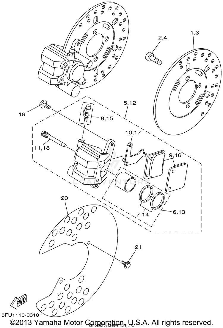Front Brake BIG BEAR 400 4WD_REAL TREE XTRA - YFM400FHP - 2002 Schematic