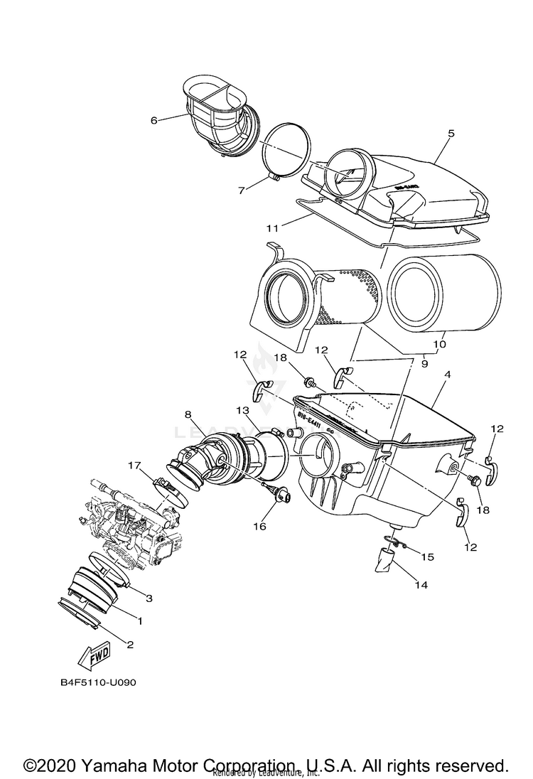 Intake GRIZZLY EPS 4WD SE - YFM70GPSKB - 2019 Schematic