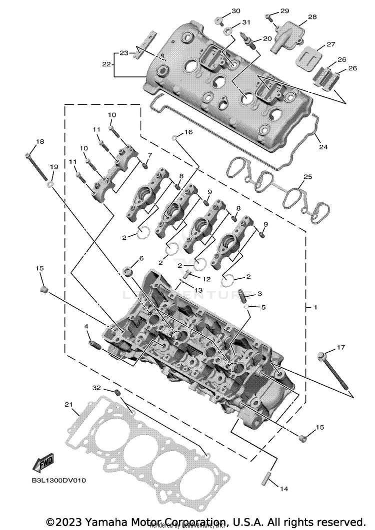 Cylinder Head YZFR1 - YZFR1LCB - 2020 Schematic