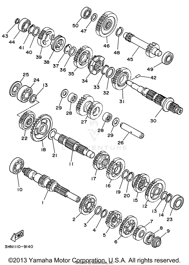 Transmission BIG BEAR 4WD - YFM350FWH - 1996 Schematic