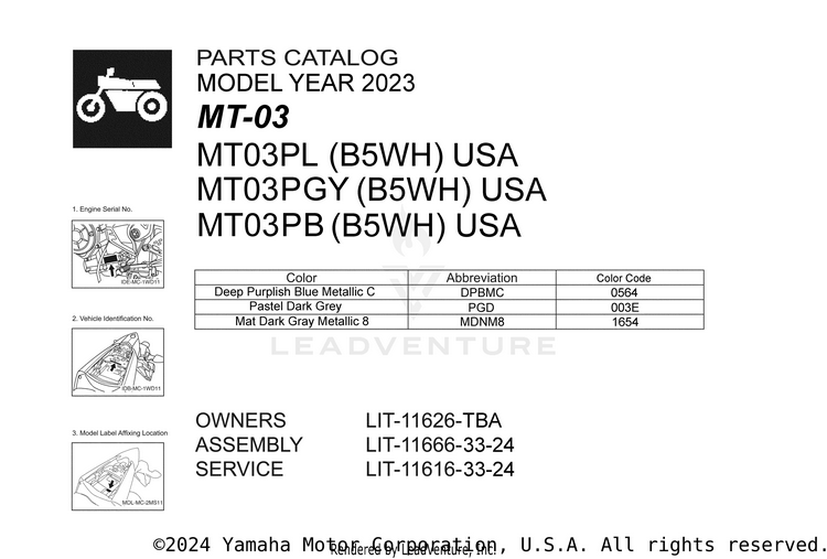 1 Title Page MT-03 - MT03PB - 2023 Schematic