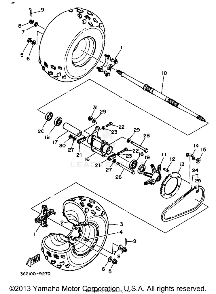Rear Wheel BANSHEE - YFZ350G_MN - 1995 Schematic