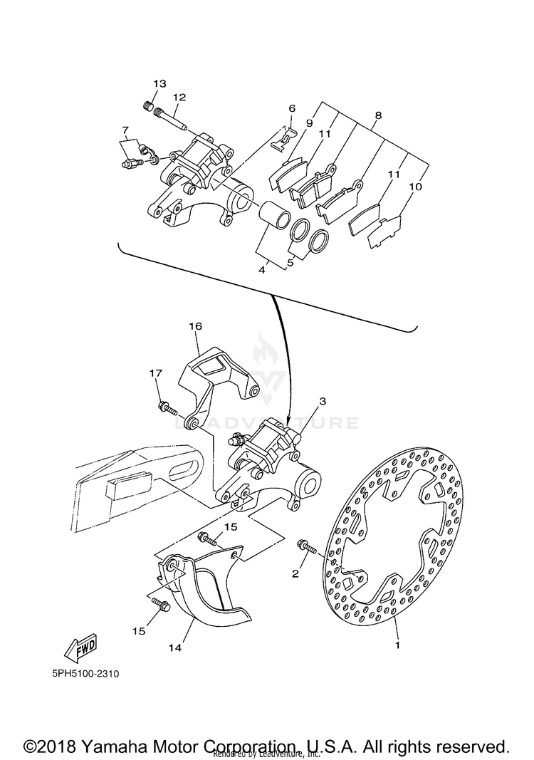 Rear Brake Caliper Schematic