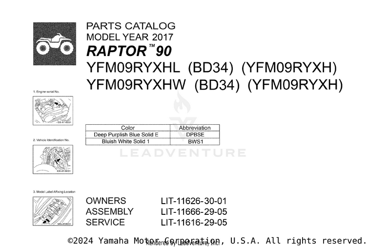 1 Title Page RAPTOR 90 - YFM09RYXHL - 2017 Schematic