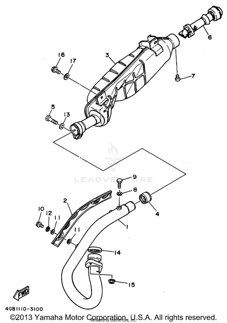 Exhaust KODIAK 4WD - YFM400FWF - 1994 Schematic