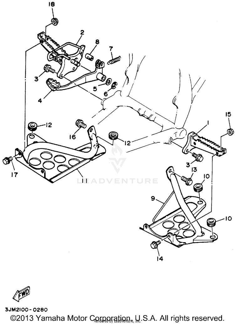 Stand Footrest BLASTER - YFS200F - 1994 Schematic