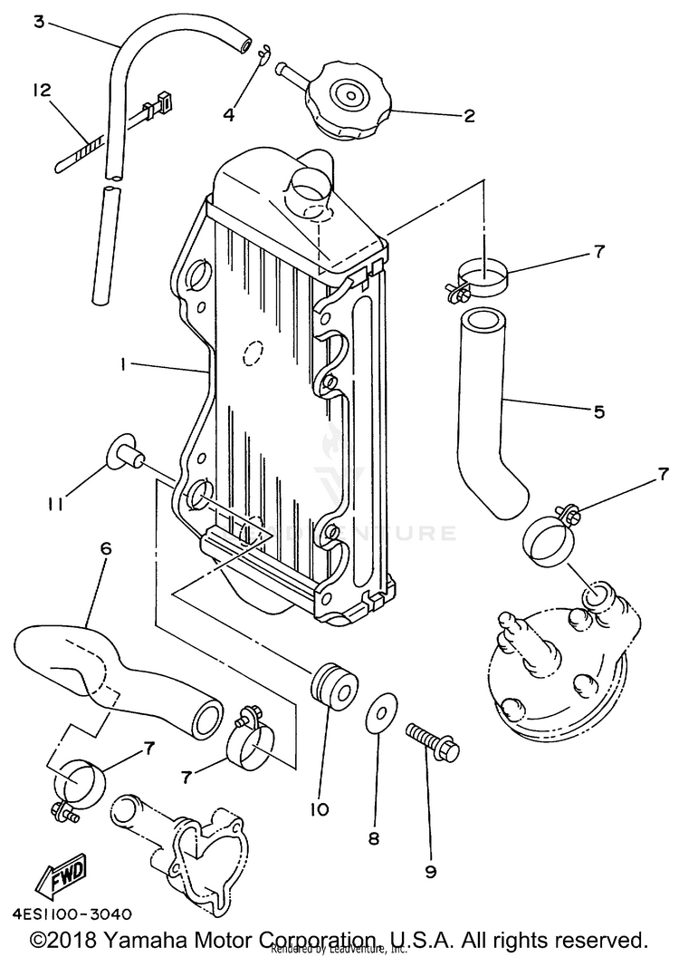 Radiator Hose YZ80 - YZ80L1 - 1999 Schematic