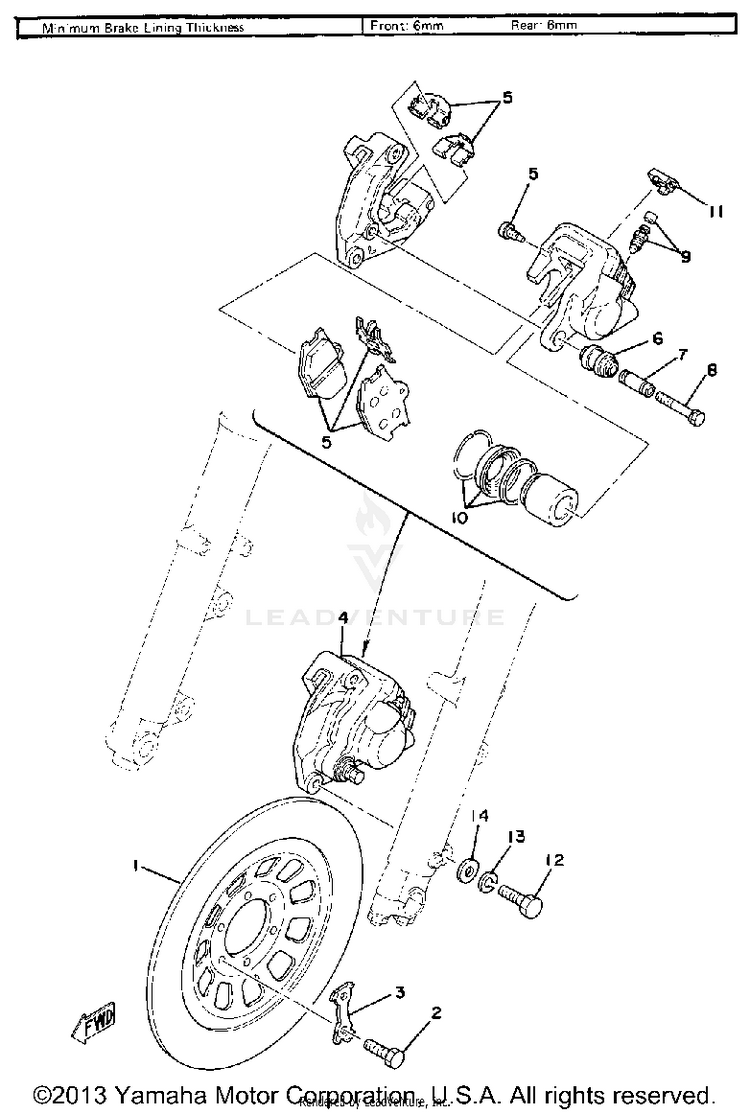 Front Disc Brake-Caliper Schematic