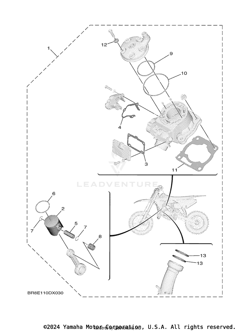 4 Piston Rebuilt Kit Schematic