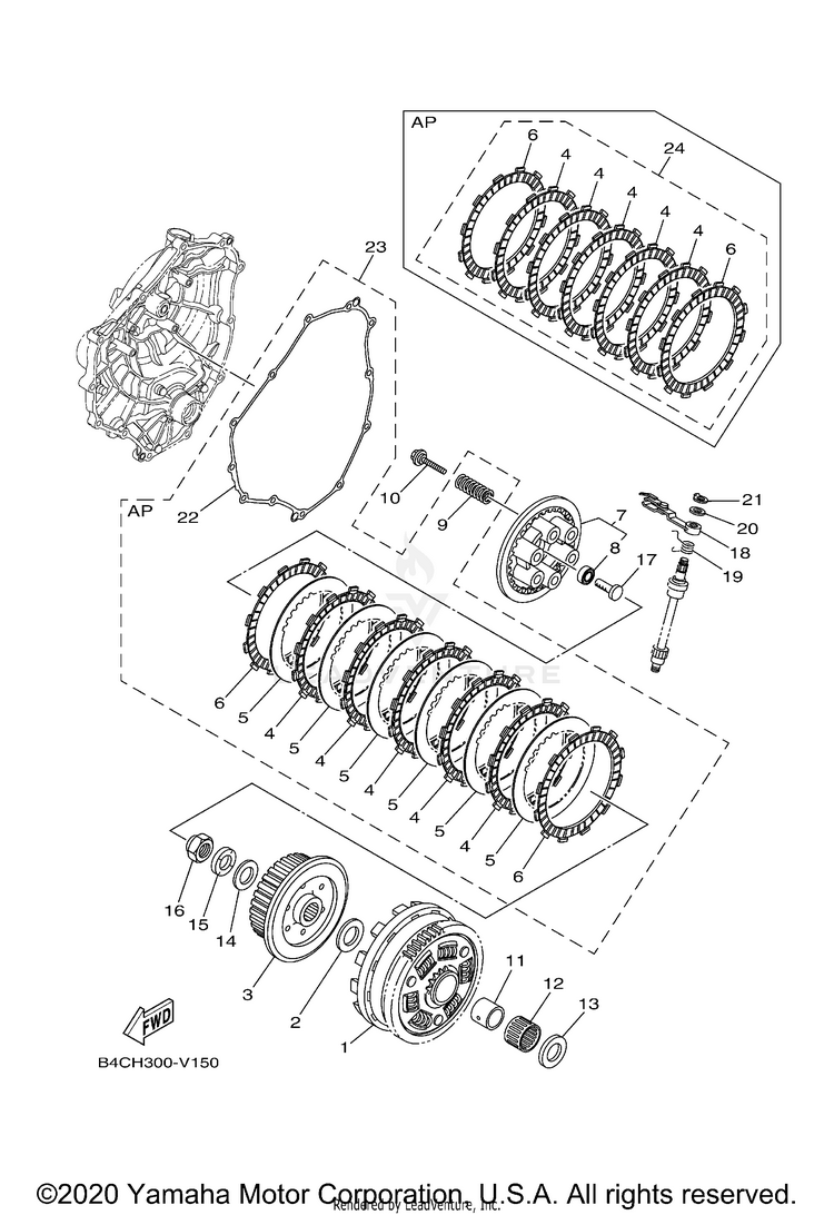 Clutch KODIAK 450 4WD - YFM45FAV - 2006 Schematic