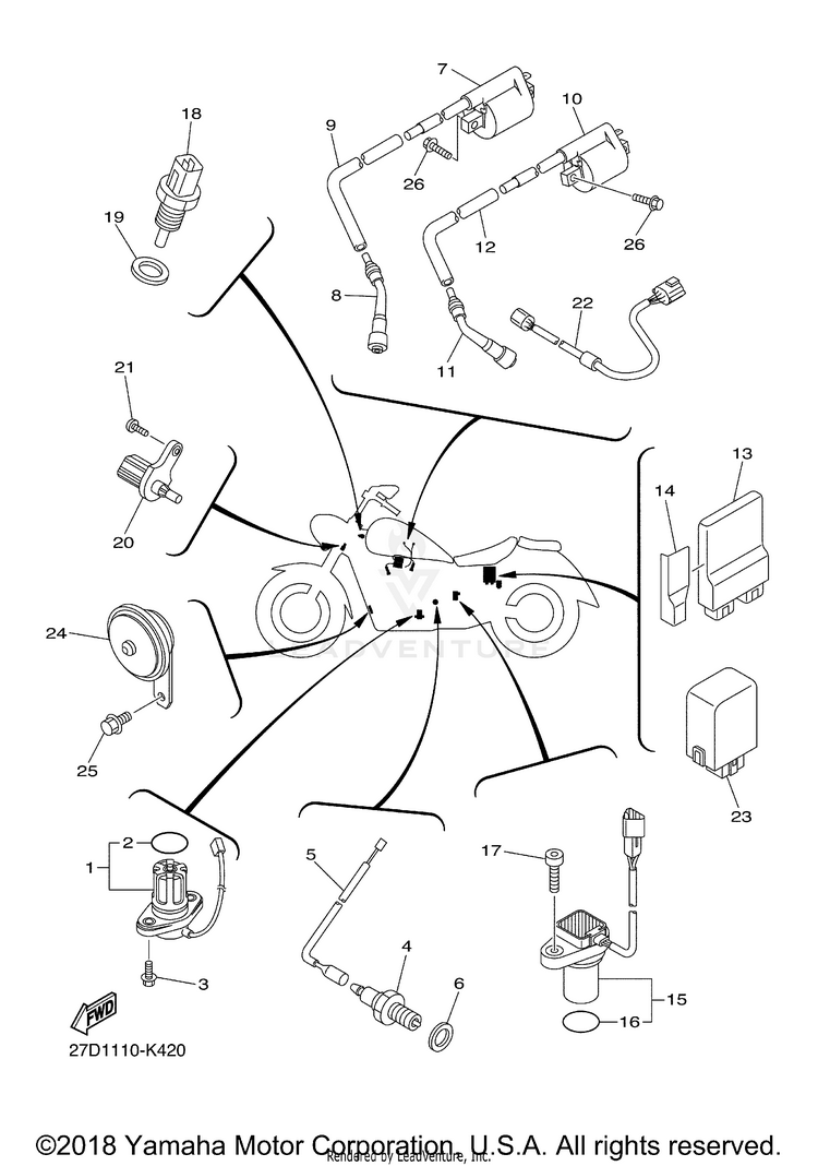 Electrical 1 STRYKER - XVS13CBCB - 2012 Schematic