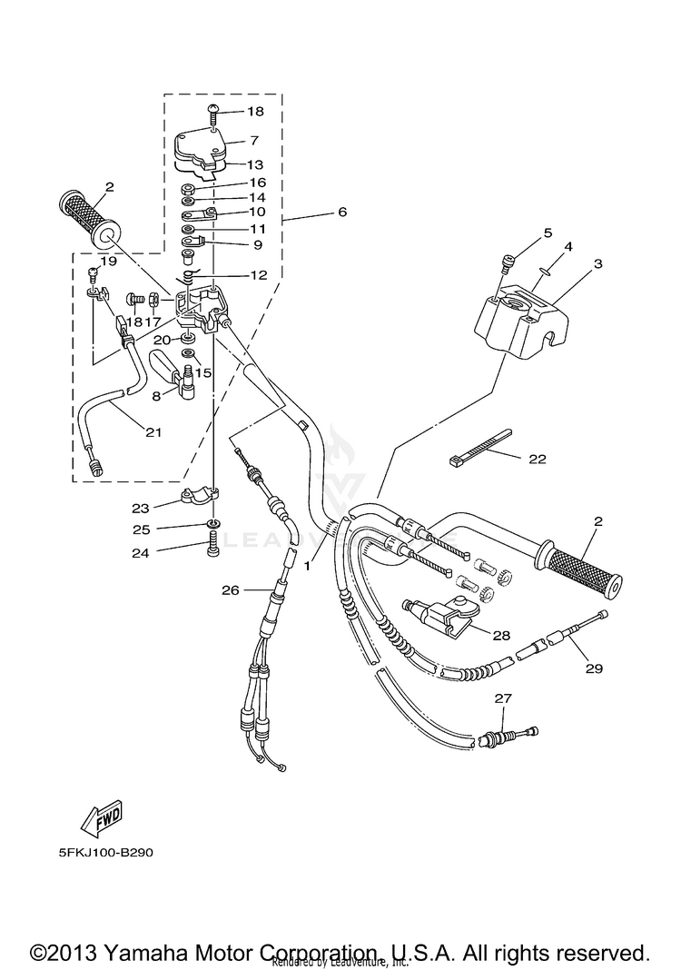 Steering Handle Cable BANSHEE - YFZ350R - 2003 Schematic