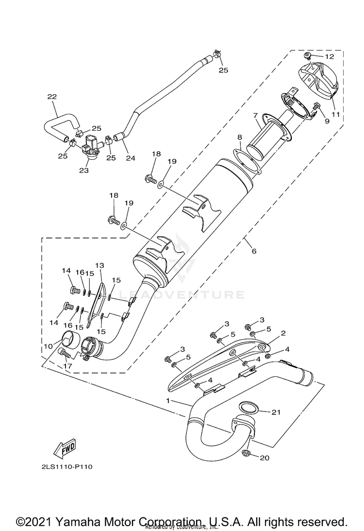 Exhaust RAPTOR 700R - YFM70RSCML - 2021 Schematic