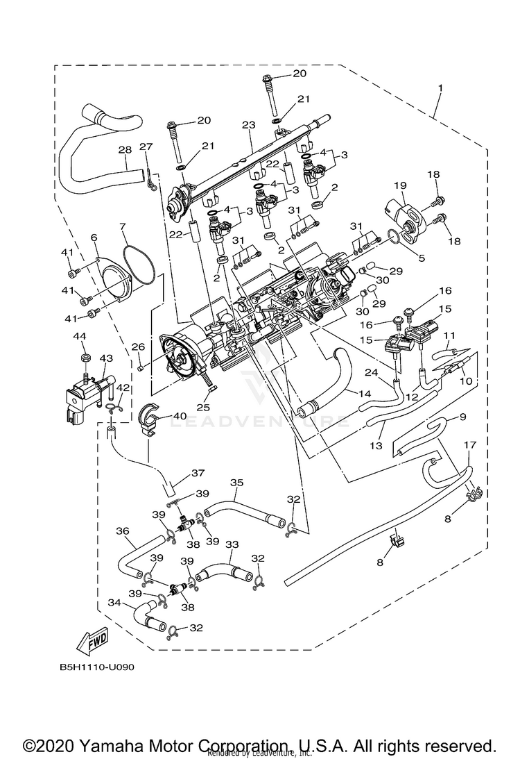 Throttle Body Assy 1 YXZ1000R SS SE CAL - YXZ10YCCMW - 2021 Schematic