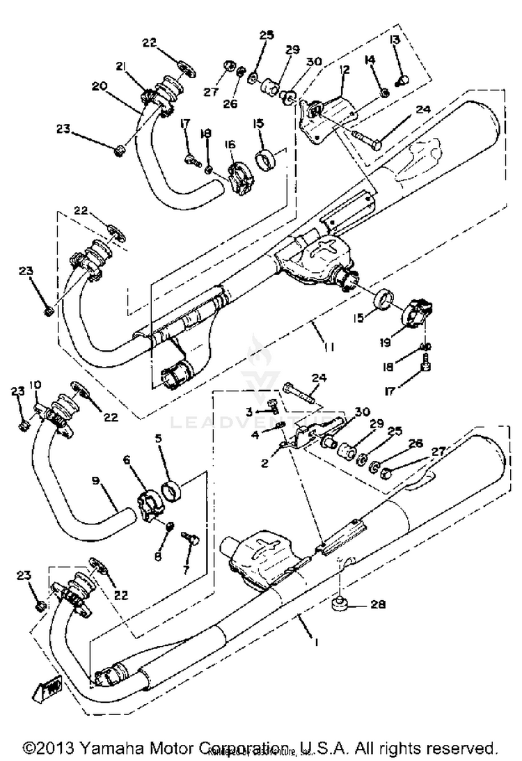 Exhaust XS1100G - 1980 Schematic