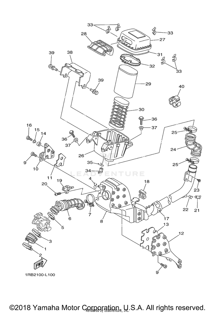 Intake RHINO 700 HUNTER EDI - YXR7FHB - 2012 Schematic