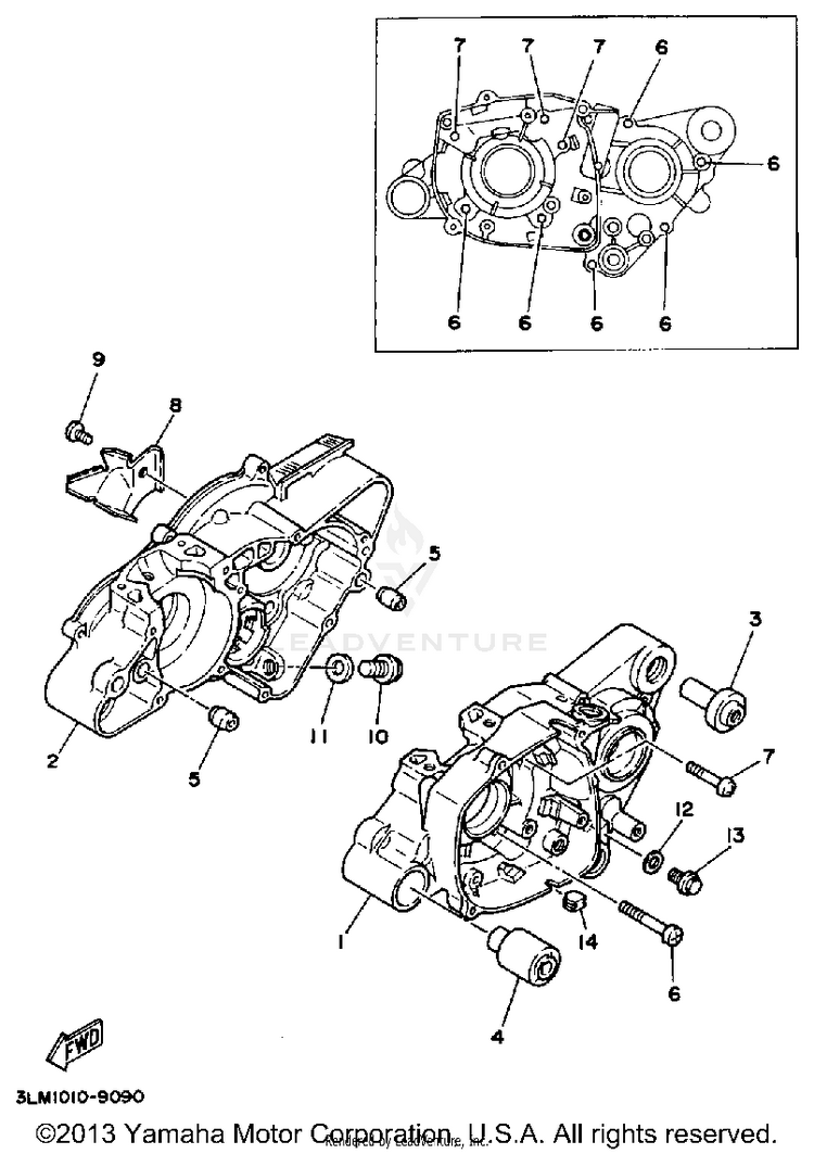 Crankcase ENDURO - DT50A - 1990 Schematic