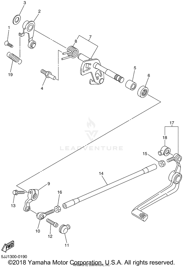 Shift Shaft YZFR1 - YZFR1SNC - 2001 Schematic