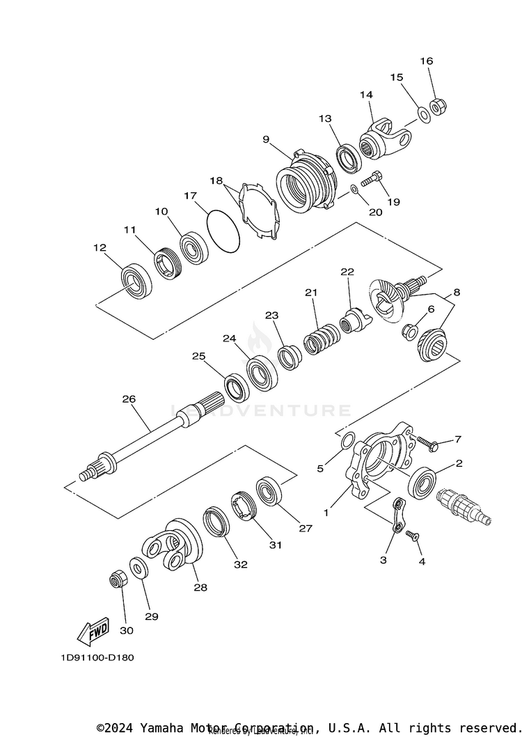 Middle Drive Gear GRIZZLEY 450 HUNTING - YFM450DAEH - 2014 Schematic