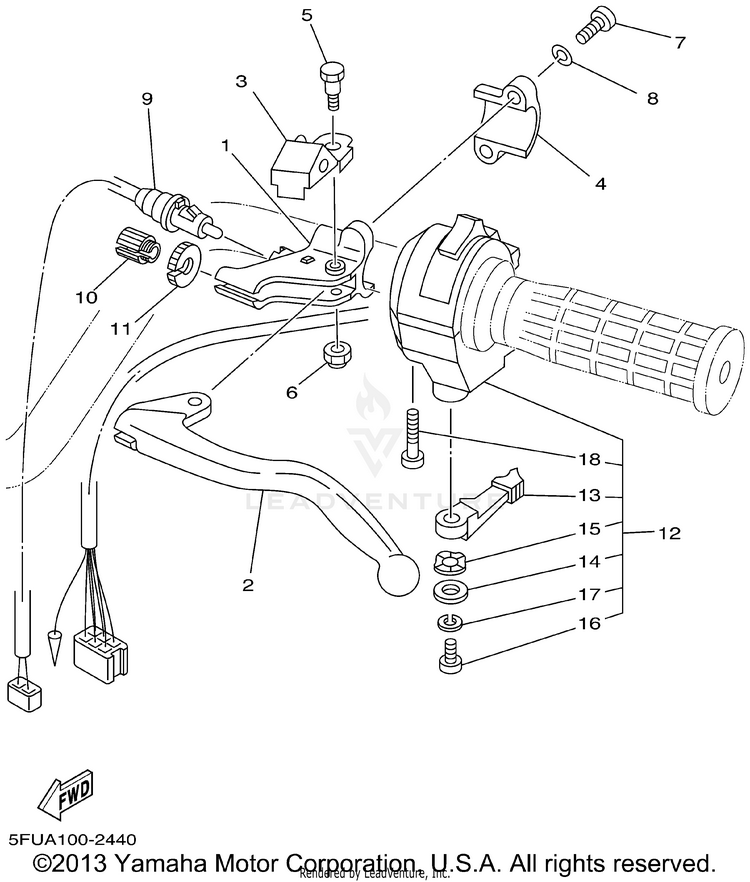Handle Switch Lever BIG BEAR 400 4WD_REAL TREE XTRA - YFM400FHP - 2002 Schematic