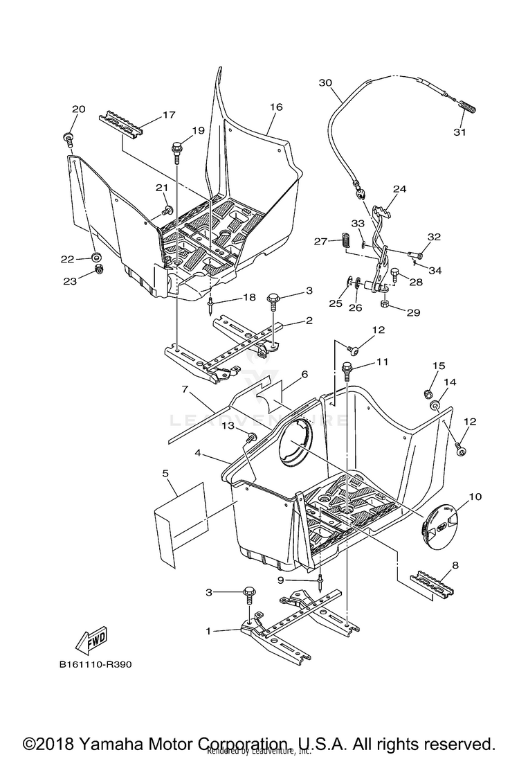Stand Footrest KODIAK 700 EPS 4WD S - YFM70KPLKL - 2019 Schematic
