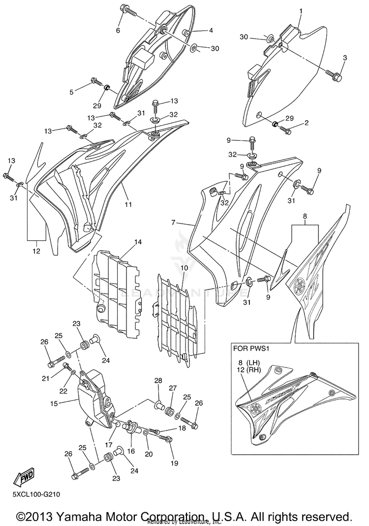 Side Cover Oil Tank YZ250F - YZ250FX - 2008 Schematic