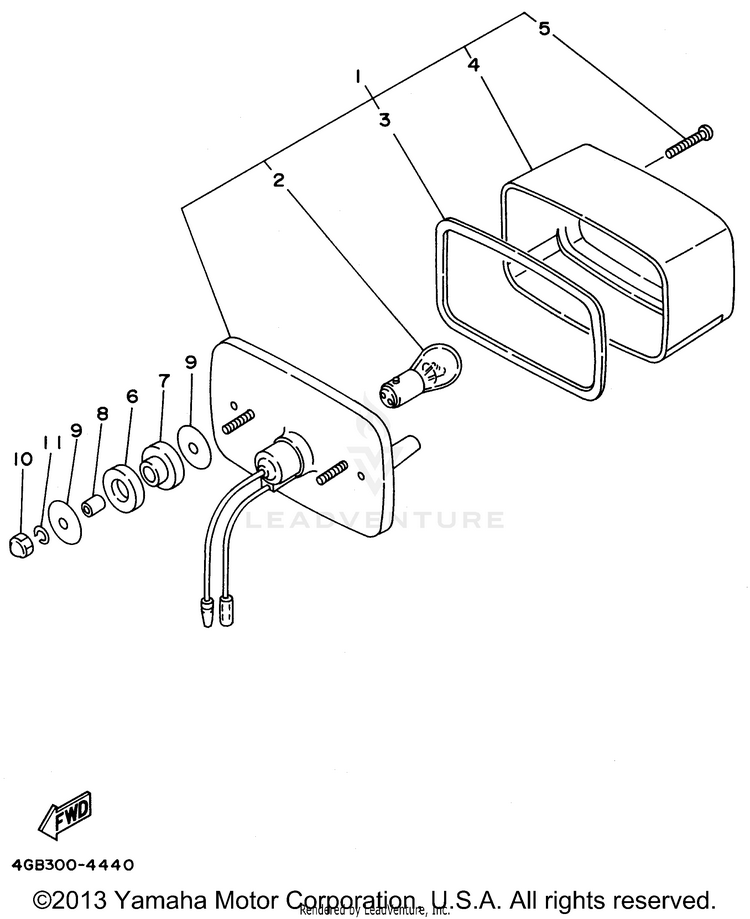 Taillight 1 WOLVERINE 4WD - YFM350FXH - 1996 Schematic