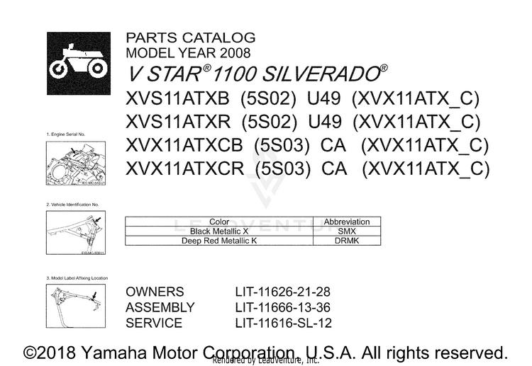 1 Title Page V STAR 1100 SILVERADO - XVS11ATXCB - 2008 Schematic