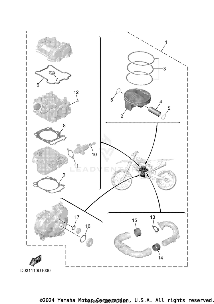 4 Piston Rebuilt Kit Schematic