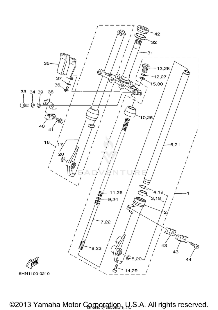 Front Fork OFF-ROAD - TT90RMC - 2000 Schematic