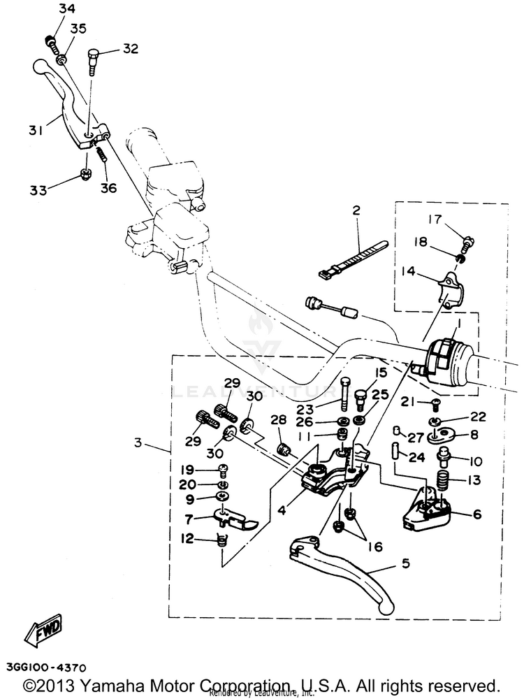 Handle Switch - Lever BANSHEE - YFZ350F - 1994 Schematic