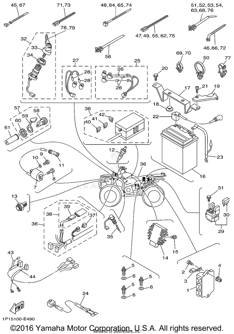 Electrical 1 GRIZZLY 400 HUNTER - YFM4FGHW - 2007 Schematic