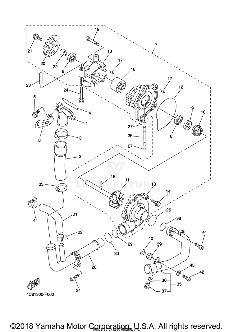 Water Pump R1 - YZFR1XCB - 2008 Schematic