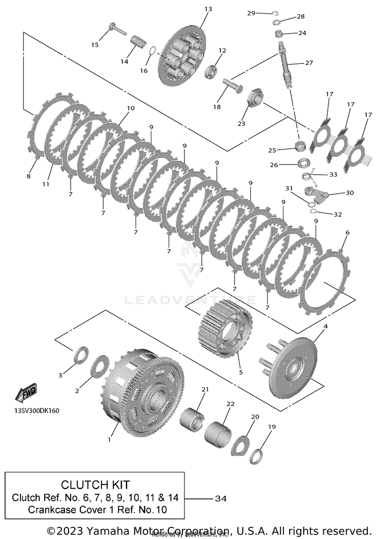 Clutch YZF-R6 - YZFR6HCB - 2017 Schematic