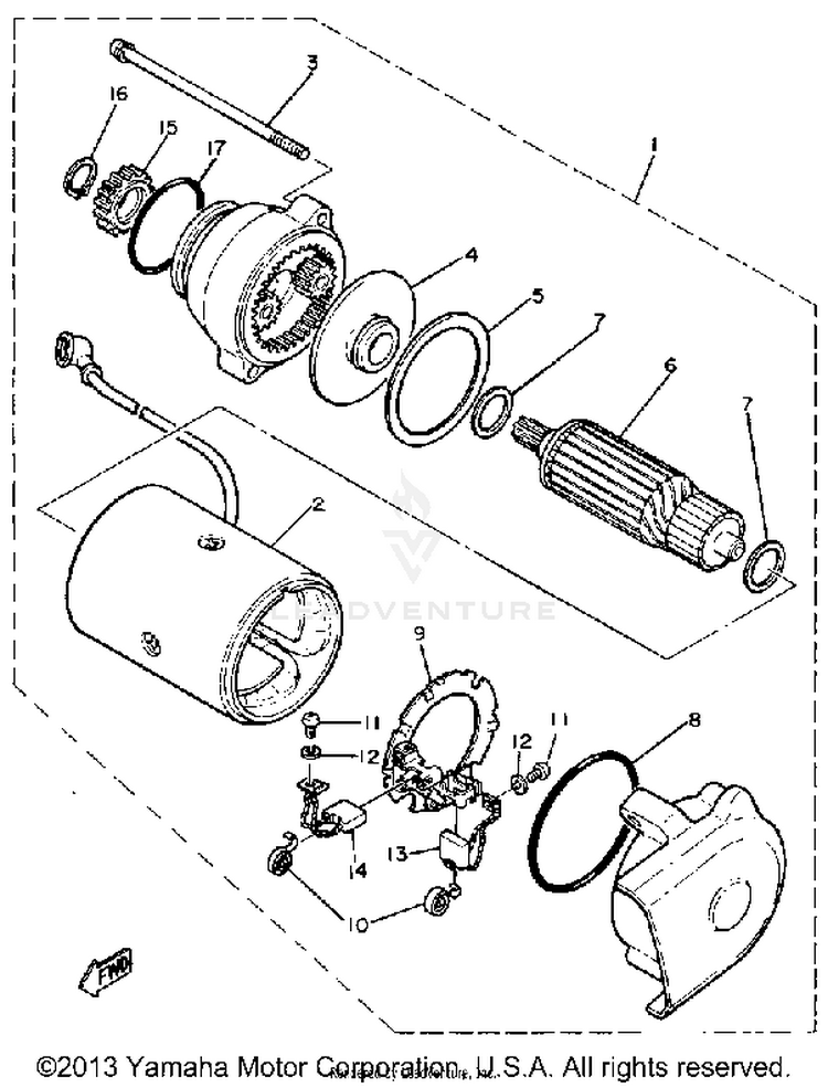 Starter Motor XS1100H - 1981 Schematic