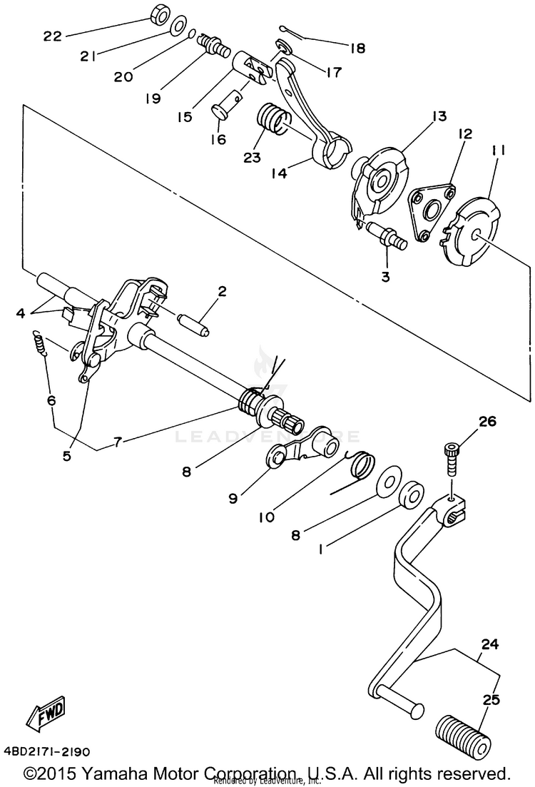 Shift Shaft BEAR TRACKER 2WD_REALTREE - YFM250XHP - 2002 Schematic