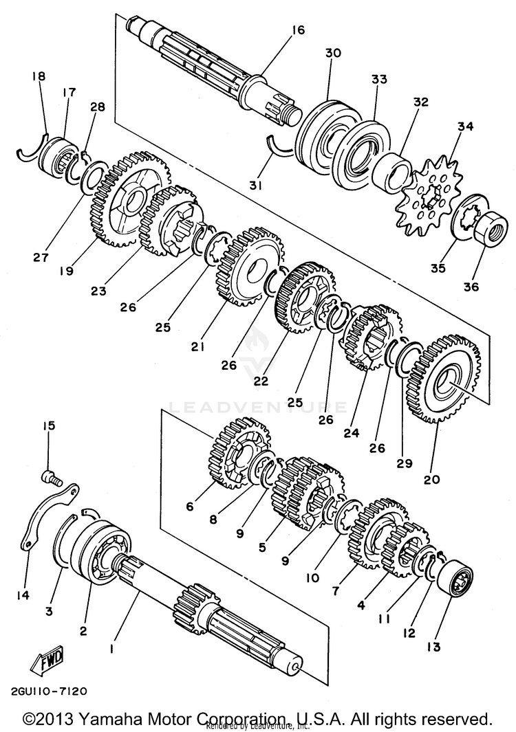 Transmission BANSHEE - YFZ350H - 1996 Schematic