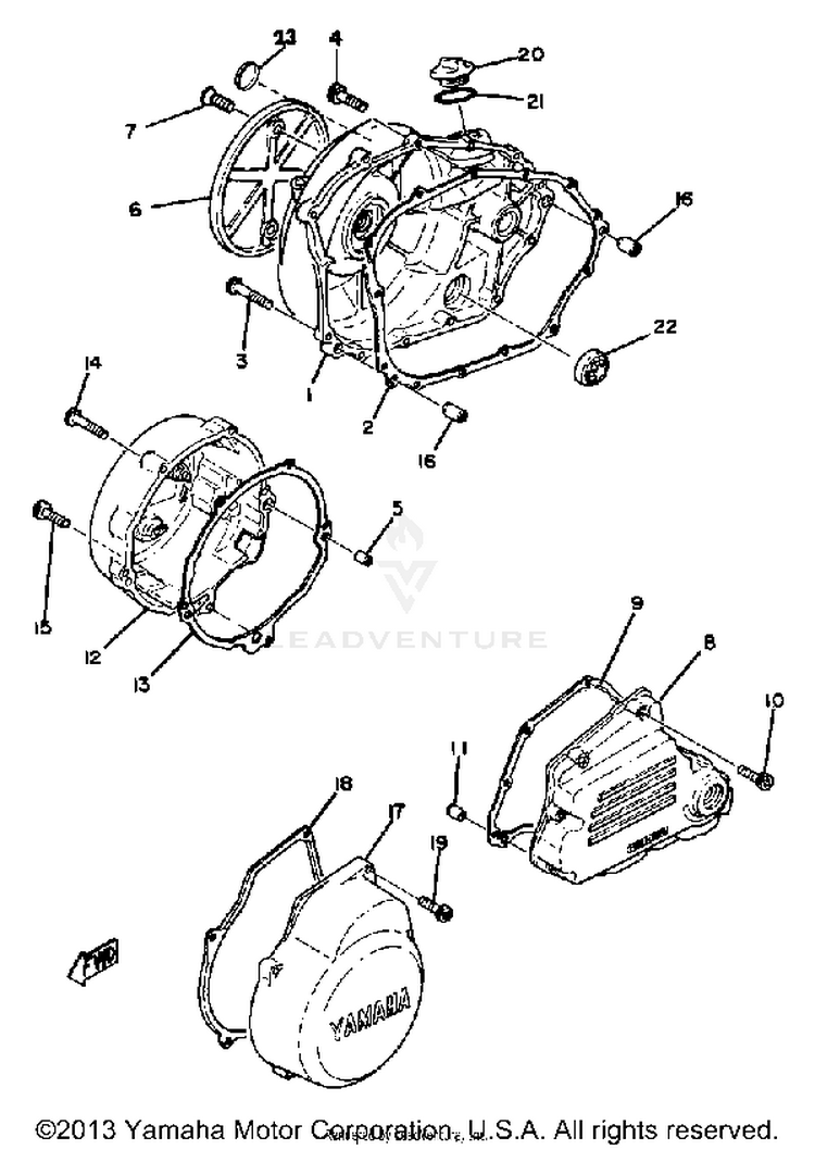 Crankcase Cover XS1100G - 1980 Schematic