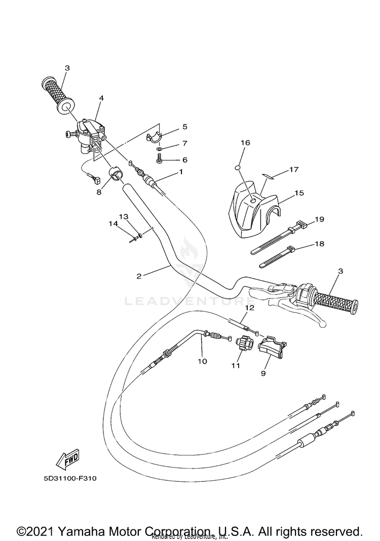 Steering Handle Cable YFZ450 SPECIAL EDITI - YFZ450SPX - 2008 Schematic