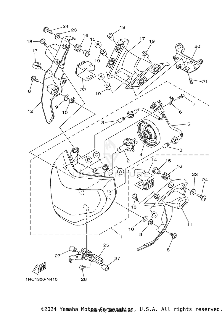Headlight FZ09 CA - FZ09FCGY - 2015 Schematic