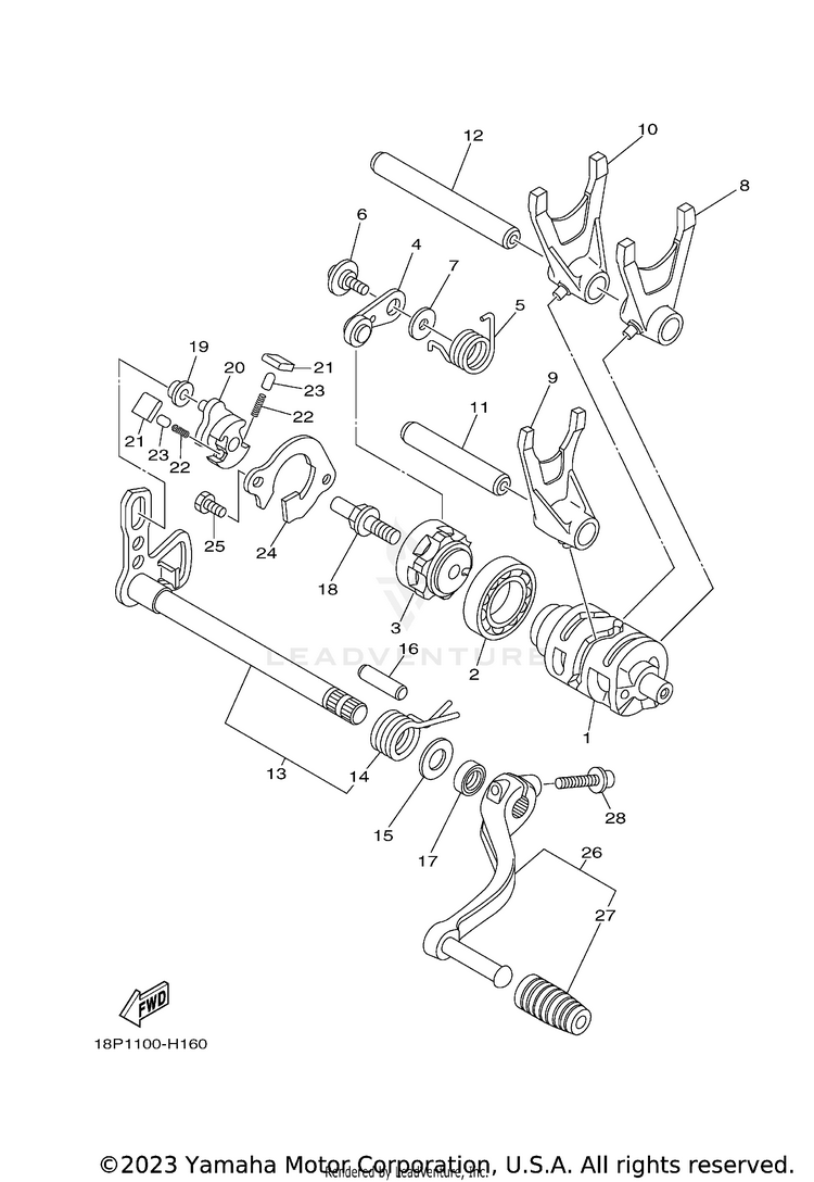 Shift Cam & Fork Schematic